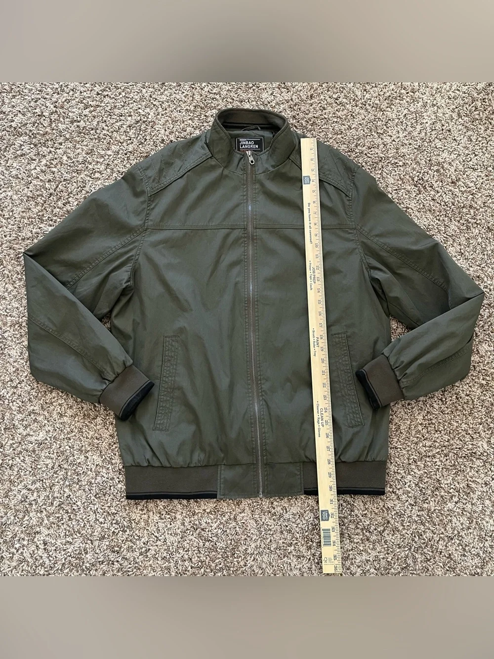 Design Jinbao Langren Men's Lined Olive Green Bomber Jacket Men's Size L Utility